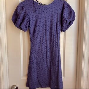 Free People Purple Puff Sleeve Eyelet Dress - Size XS